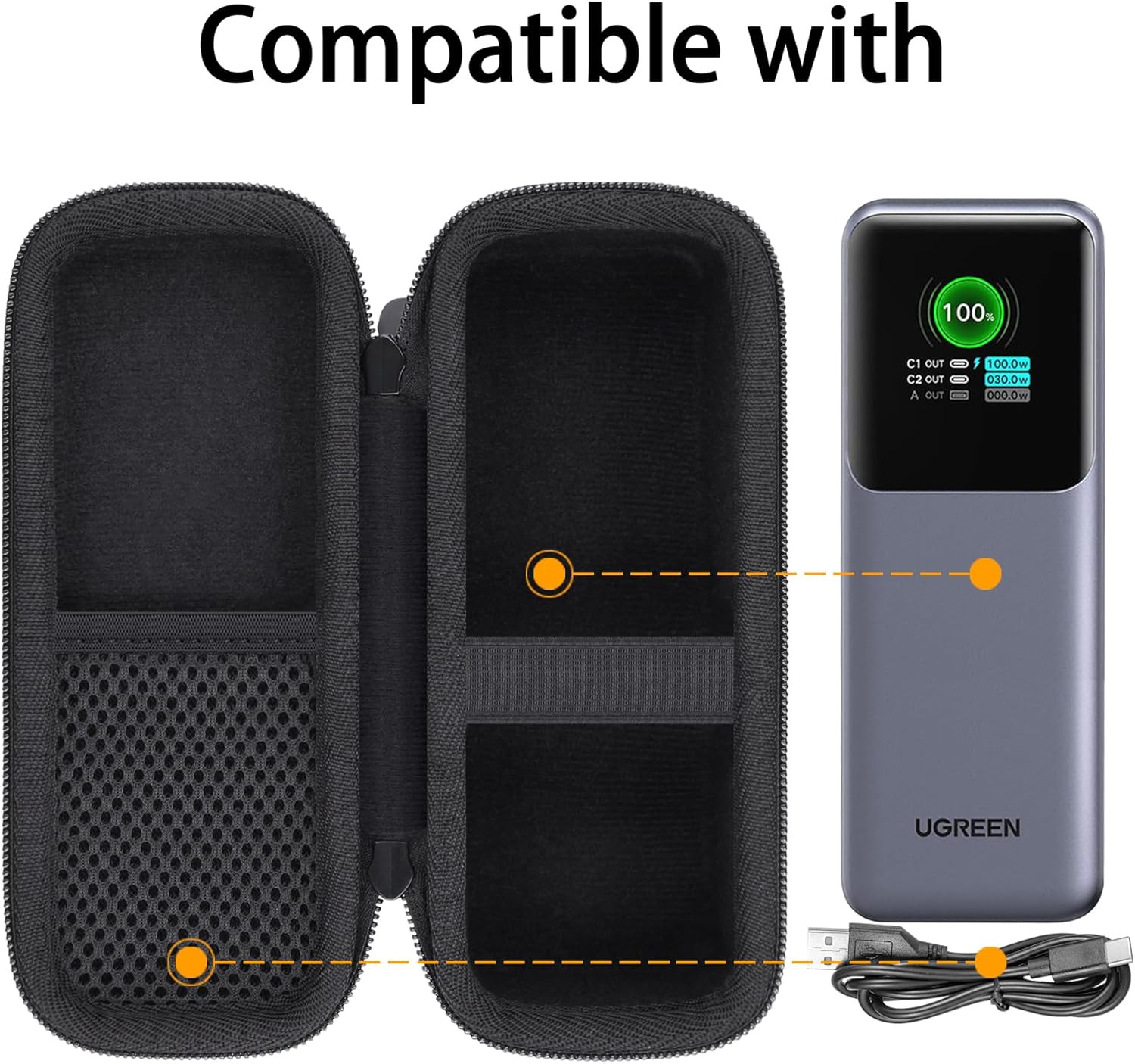 Hard Portable Travel Case Compatible with UGREEN Nexode Power Bank 25000mAh 200W