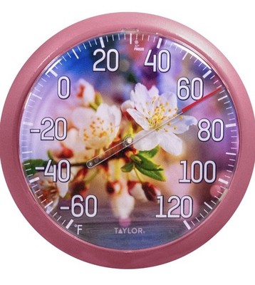 Taylor Cherry Blossom Indoor Outdoor Dial Thermometer 8.5 Inch New Easy Read