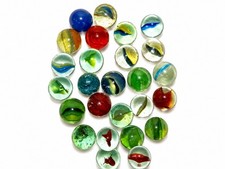 Vintage Assorted Glass Marbles Lot Mixed Colors  Designs Machine Made