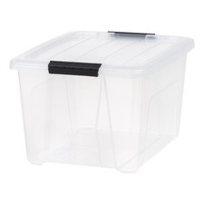 32 Qt. Plastic Storage Bin with Lid, Stackable Storage Containers, Tote