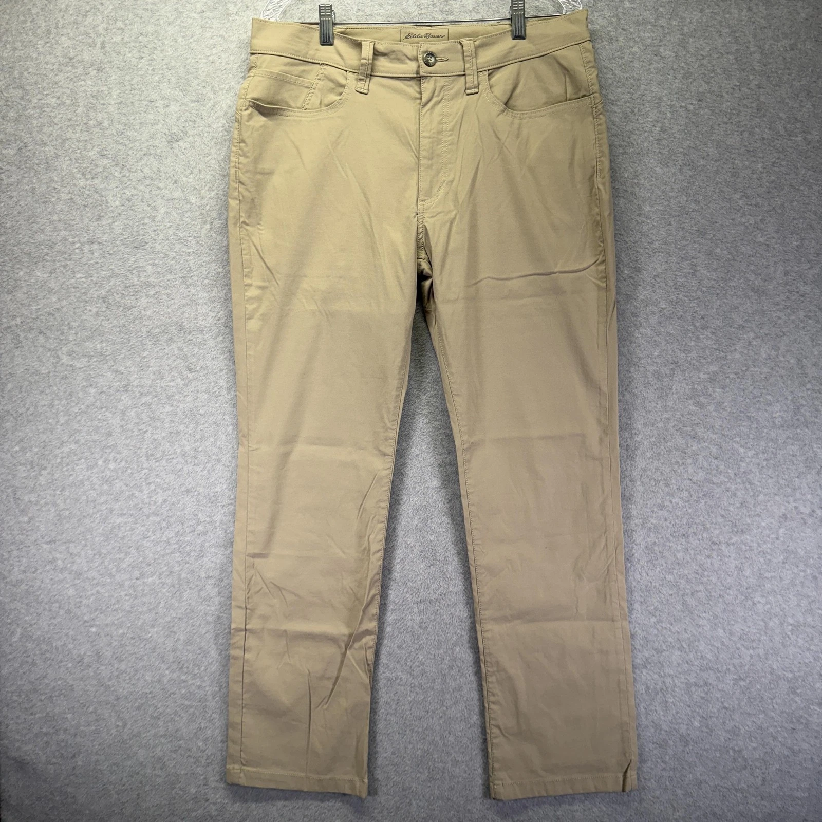 Eddie Bauer Travex Pants Mens 36x32 Beige Lightweight Stretch Travel Quick Dry