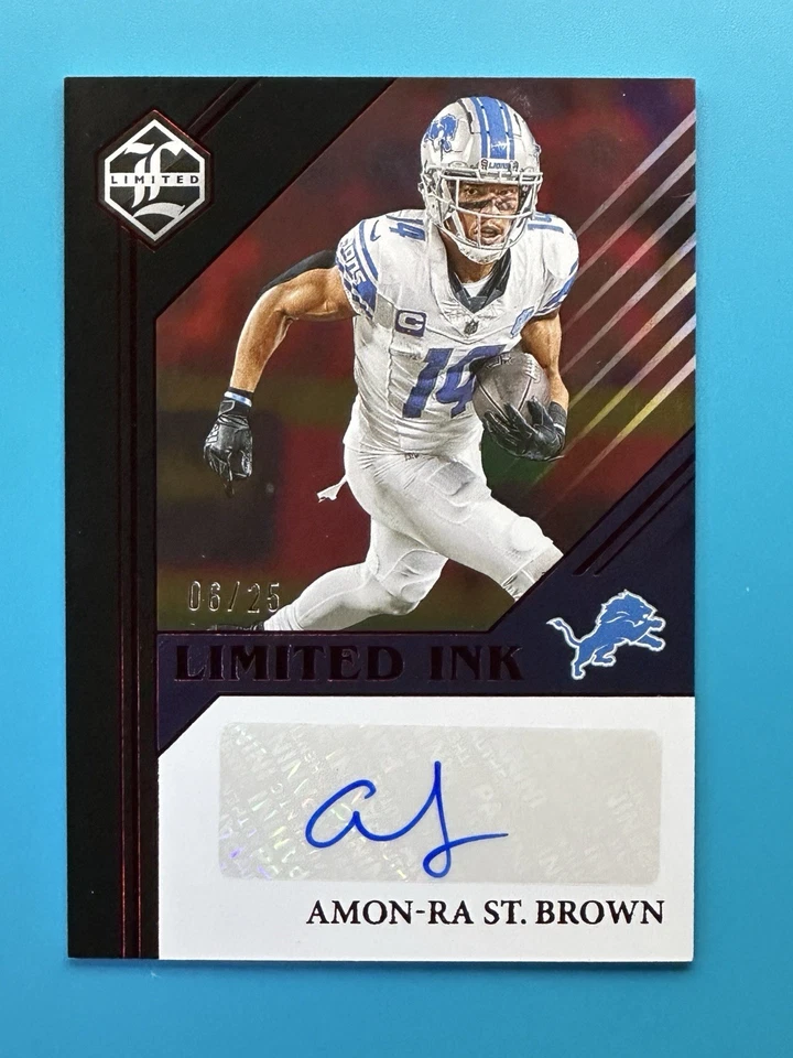 2022 Amon-Ra St. Brown (AU) Panini Limited Ink Ruby Spotlight */25 Auto - Image 3 of 4