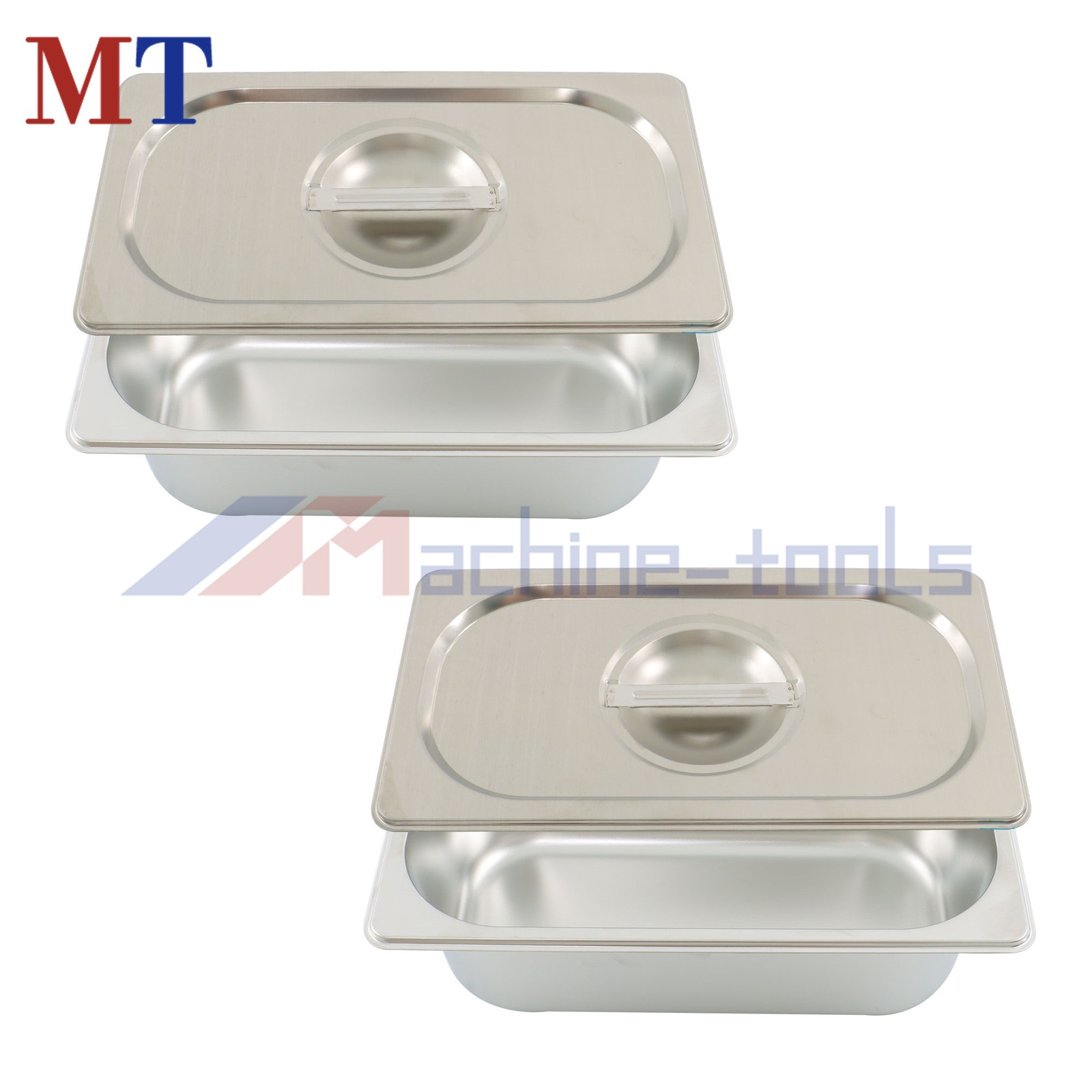 2 Commercial 1/3 Hotel Pans & Lids, 3.6 Inch Deep, Stainless Steel Food Pans