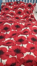 Vintage Poppy Design Curtains With Eyelets Fully Lined Quality Curtains Linen