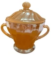 VTG Anchor Hocking Fire King Peach Luster Shell Pattern Sugar Bowl With Lid EUC