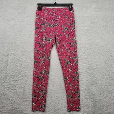 LuLaRoe One Size Leggings Pink Blue Paisley Print Comfortable Stretch 25x24