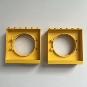 2 Lego Duplo 31191 Yellow Ball Tube Exit Brick 2 x 6 x 5 Round Doorway 9089 9087