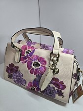 Mantarray Floral Handbag Cream Purple Womens Tote Shoulder Bag New With Tags