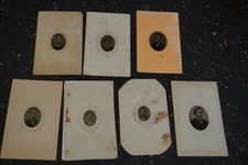 Lot of 7 1800s Tintype Ferrotype Photographs Portraits in Oval Mats