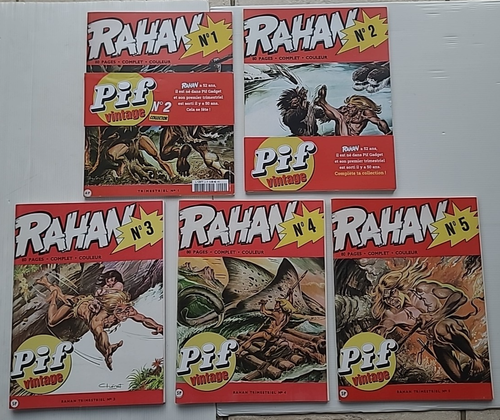 RAHAN PIF VINTAGE LOT DES 5 FAC SIMILES AVEC 2 BANDEAUX SERIE COMPLETE ...