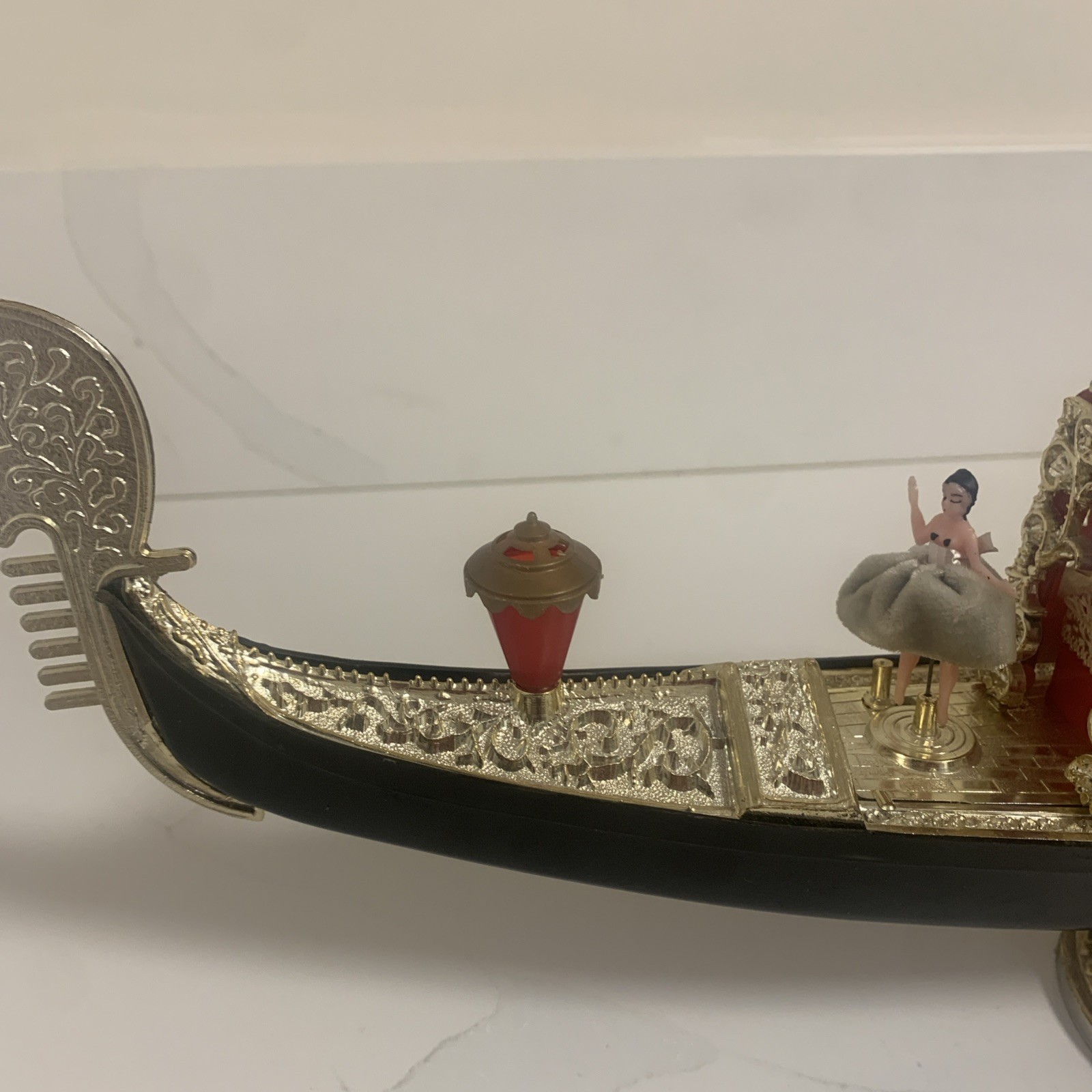 VINTAGE  ITALIAN VENICE SOUVENIR -  GONDOLA WITH DANCER - 60s