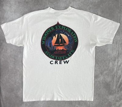 Vintage Key West Sailing T Shirt Adult XL White Single Stitch Henley Hanes Beefy