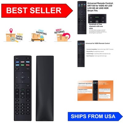Black Universal Remote Compatible with All VIZIO LED and 4K UHD TVs - Quick Use