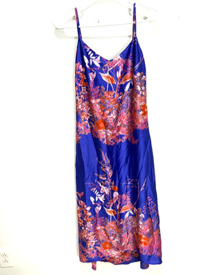 NWT $148 Banana Republic Satin Slip Dress Midi Floral Spaghetti Strap Sz 4