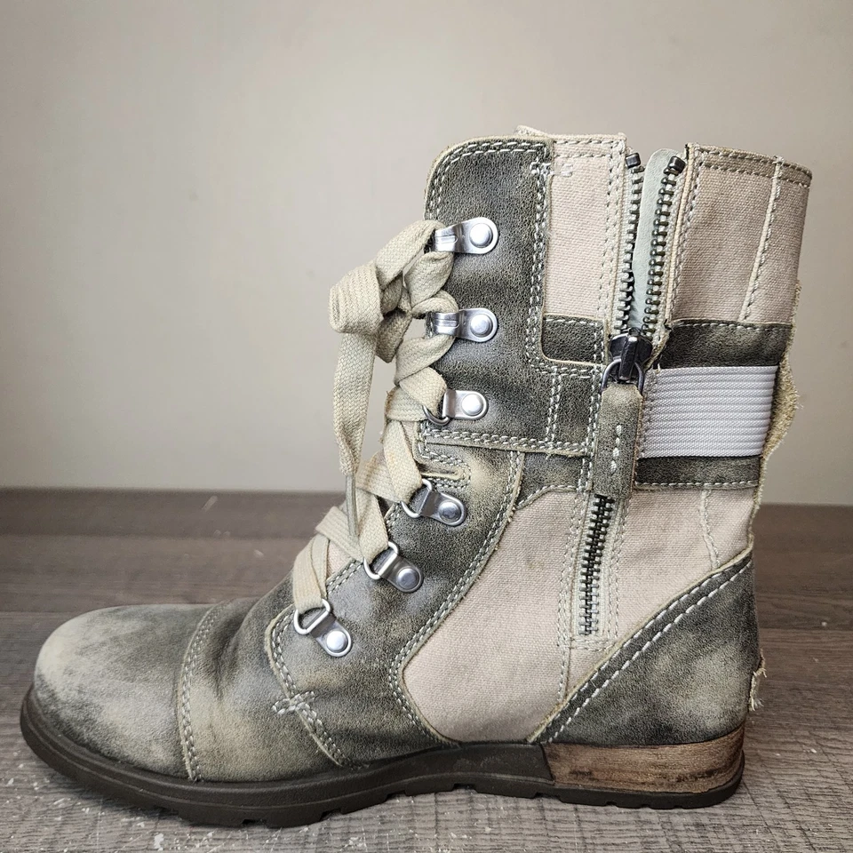 Sorel Major Carly Botines Cremallera Lateral Con Cordones Mujeres 8 Combate Moto Grunge Y2K Foto 2 de 4