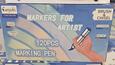 Sanjoki 120PCS Alcohol Markers Multicolor Brush & Chisel Tips w/ Carrying Case