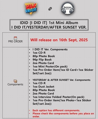 IDID [I DID IT] 1st Mini Album CD+Photo Book+2 Card+Poster+Pre
