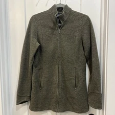IBEX Backbay Merino Wool Tunic Jacket Size Medium Sweater Full Zip Green