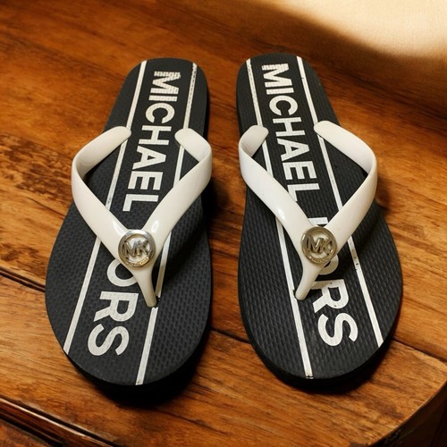 Michael Kors flip-flops black/white size 8 women’s