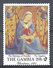 Gambia 1991 Art Painting Giovanni Fiesole Angelico Italy Madonna of Humility MNH