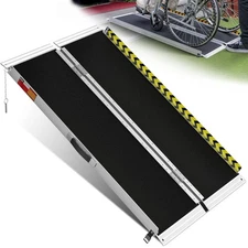 VNN Portable Wheelchair Ramp 4FT, Non-Slip Aluminum Folding Handicap Ramps, D...