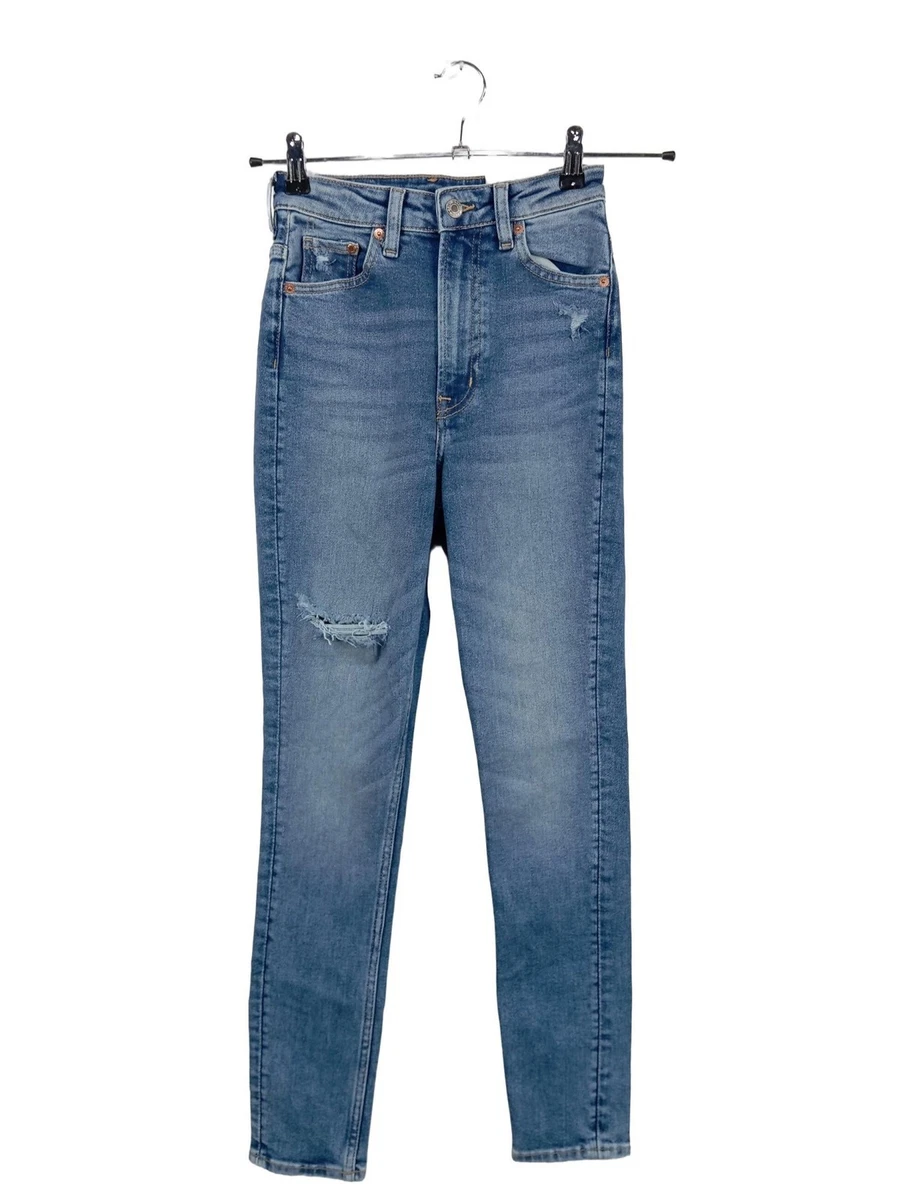 Jeans Skinny H&M Femme Taille 34 Blanc Doré - État Parfait, Style Décontracté Et Tendance