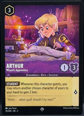 Disney Lorcana EN 2 ARTHUR Wizard's Apprentice #1 Super Rare(3) | BUY 4+ 40% OFF