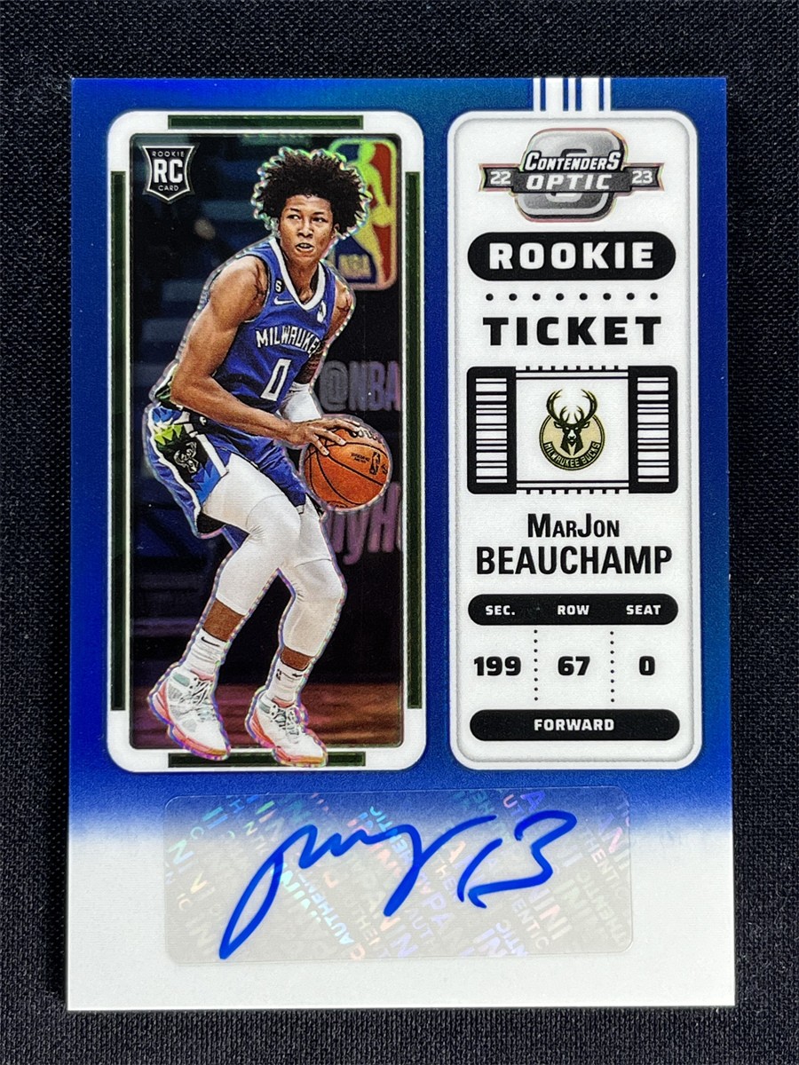 2022-23 Contenders Optic Marjon Beauchamp #114 Blue RC Rookie Ticket Auto /49
