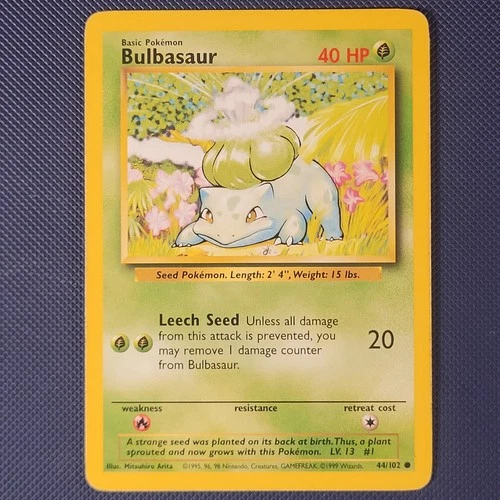 Bulbasaur 44/102 - Base Set - Common Vintage WOTC Pokemon Card - MP