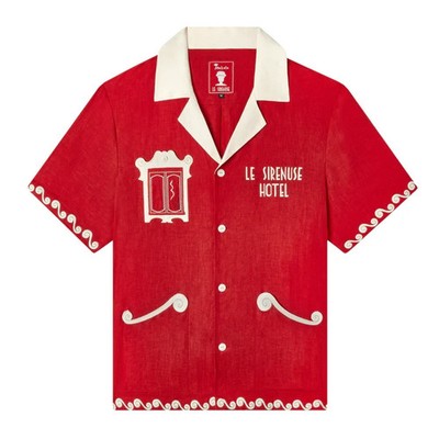 NWT Vintage Limited Le Sirenuse Hotel Positano Amalfi Coast Linen Shirt Red XL