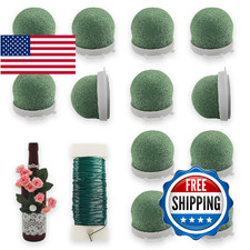 24 Pcs Mini Floral Foam Holder Floral Foam Round with 2 Rolls Green Floral Wire