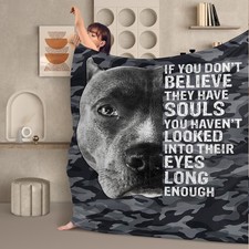 Black Dog Flannel Fleece Throw Blanket 60"x80" Pit Bull Terrier Blanket for Sofa