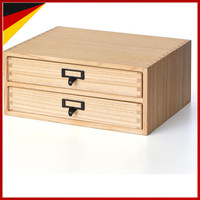Schubladenbox Paulownia-Holz Stapelbar Schreibtisch Organizer 2 Schubladen A4