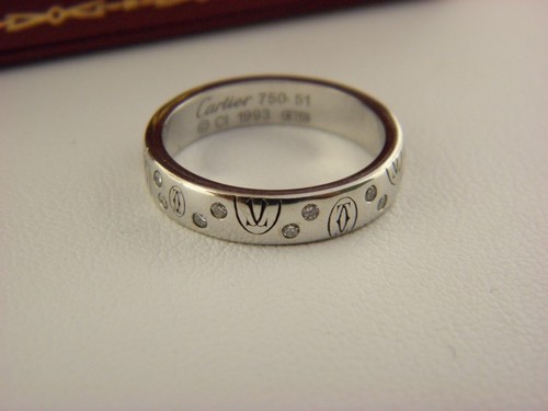 18k Gold Cartier Logo De Cartier Diamond Wedding Band Ring Sz 51 / US 5.75 - Picture 5 of 12