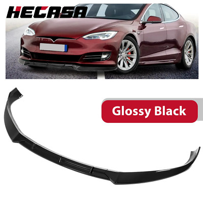 Glossy Black Front Bumper Lip Body Kit Splitter Spoiler For Tesla Model S 16-20