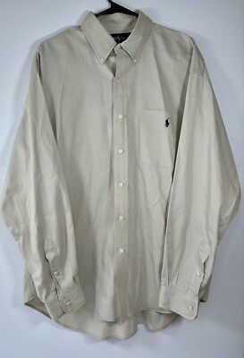 Ralph Lauren The Big Shirt Men s Large Tan Biege Cotton Button Down Long Sleeve