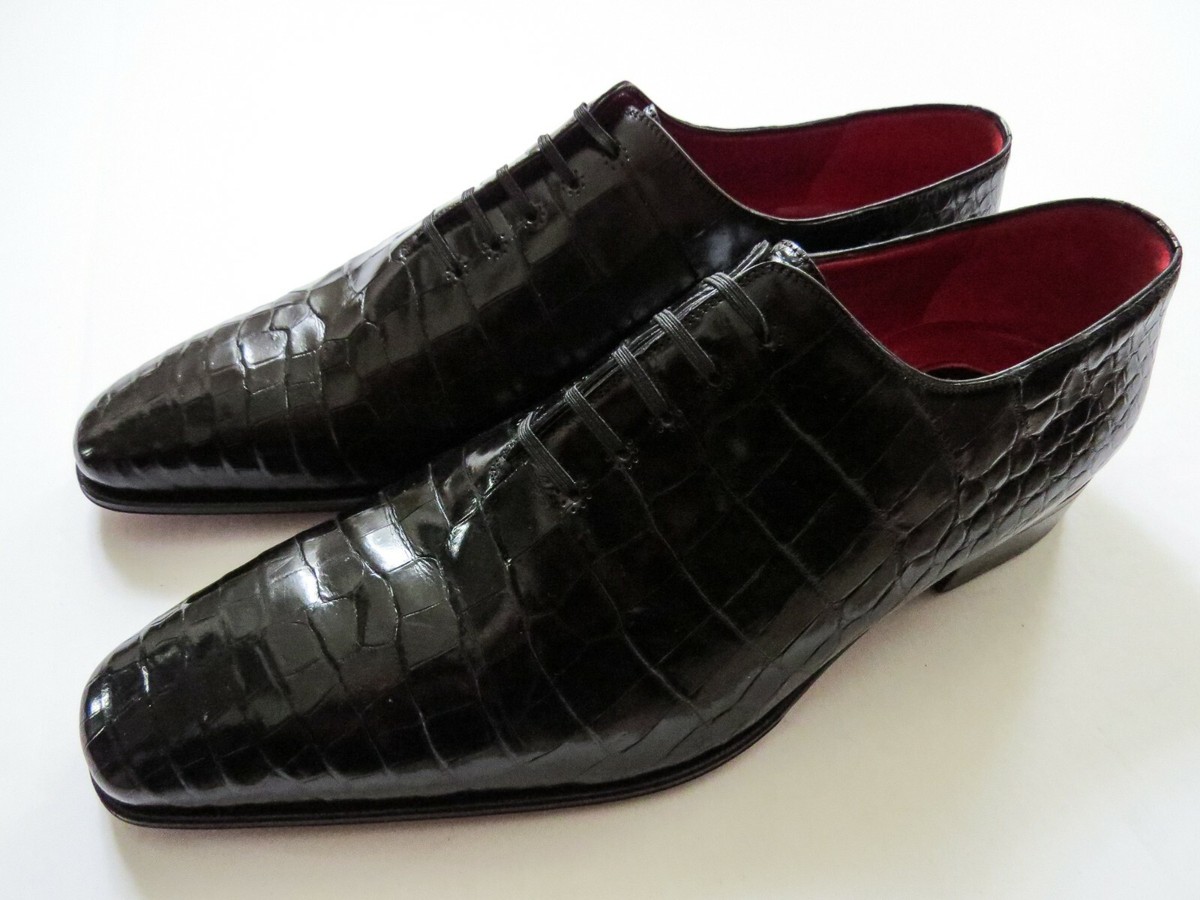 $9000 STEFANO RICCI Black Crocodile Leather Oxford Shoes US
