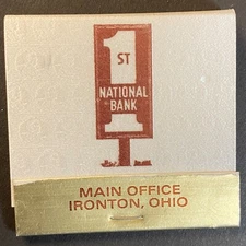 1st National Ironton, OH Full Matchbook c1974-80's VGC Embossed*