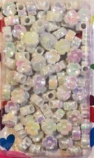 White Flowers with Iridescent Sheen Hair Beads for braids, twists, and crafts