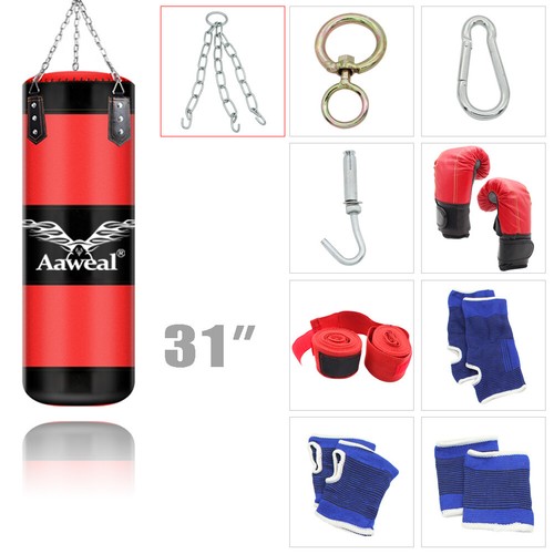 Boxing Punching Bag Set Heavy Cardio Training Kickboxing MMA Gloves Adult Kids - Picture 12 of 14
