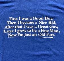 Vtg 80s 90s Old Fart T Shirt Screen Stars Best Funny Novelty Humor XL