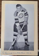 ED KRYZANOWSKI SIGNED 1944-1963 BEEHIVE PHOTO CARD GROUP 2 BRUINS DEC