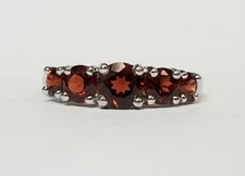 Sterling Silver Fiery Simulated Garnet Ring Size 7