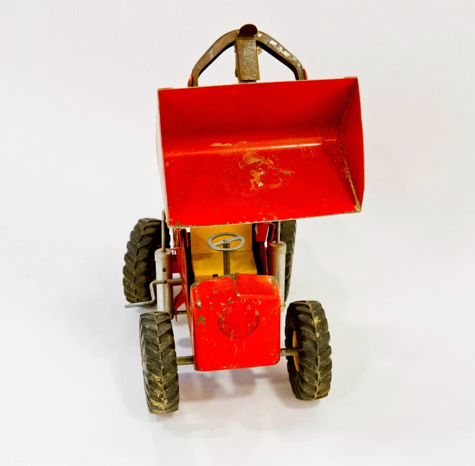 Винтажная строительная игрушка-погрузчик 1950-е из прессованной стали из нейлона (красная) - Изображение 2 из 4