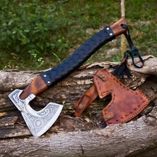Viking Axe Carbon Steel with Full Handle wrap Rose Wood Handle  Cold Steel