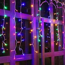 96-480 LED Hanging Icicle Curtain Lights Outdoor Fairy String Xmas Wedding Lamp