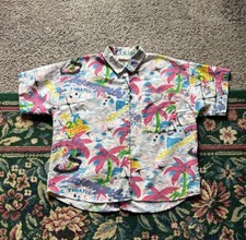 Vintage 80s Peddlers Shirt Medium Mens Multicolor Retro Tropical Hollywood Funky