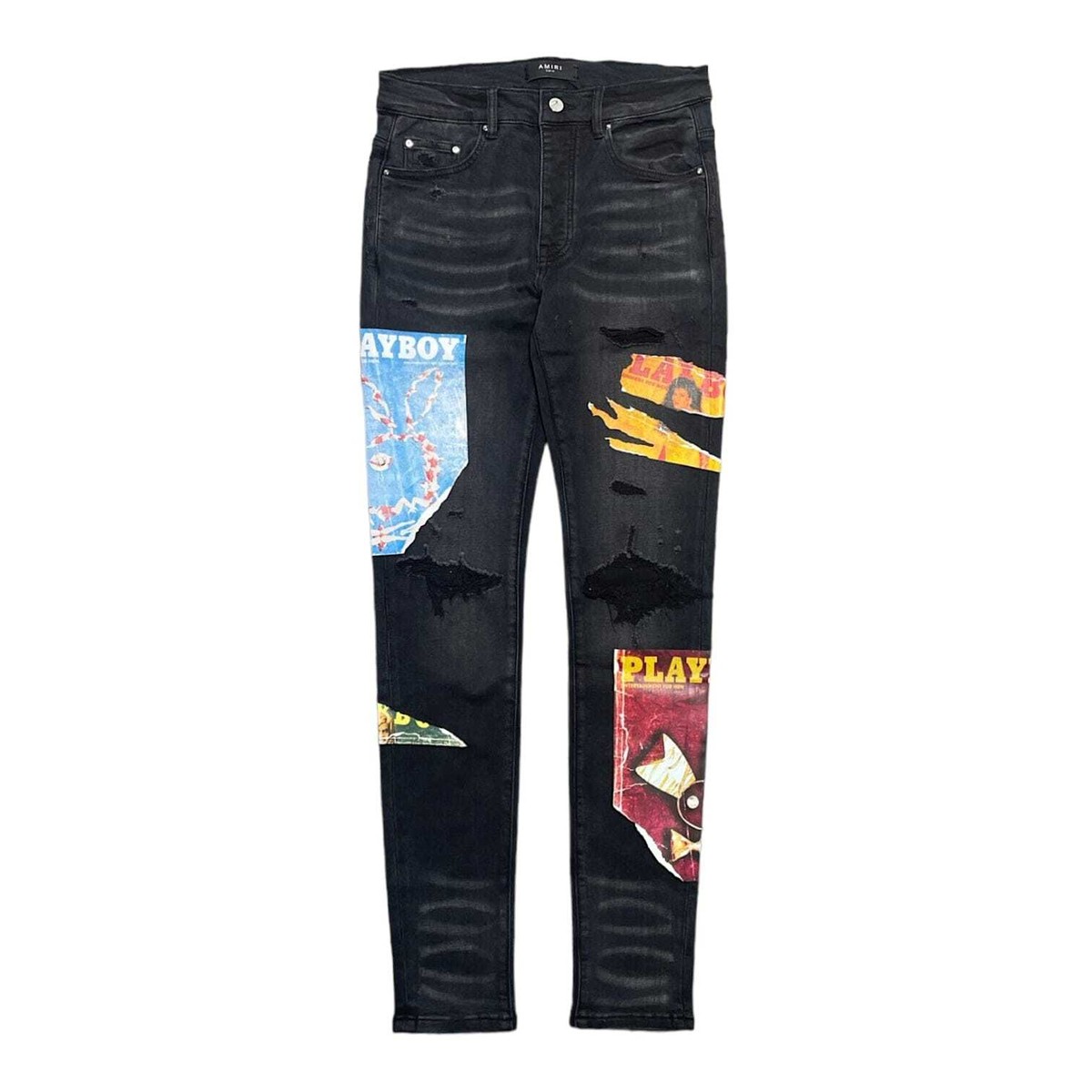 Amiri Playboy Magazine Printed Logo Jeans Aged Black Multi | eBay