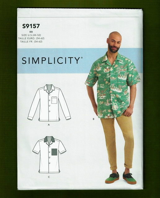 Men's Hawaiian Style Shirt Sewing Pattern (Plus Size XXL50, 52) McCalls 2149 eBay