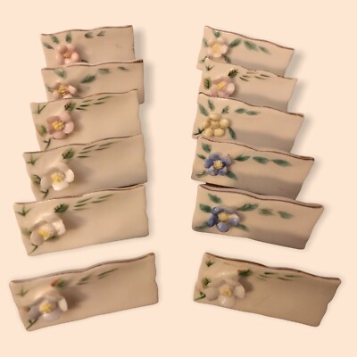 11er Set Vintage Porzellan Blumen Namenskarten Gedecke Hochzeit Party selten